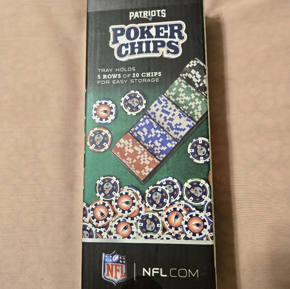 NFL New England Patriots Clay Casino Style Poker Chips 100 Ct. - Picture 3 of 4